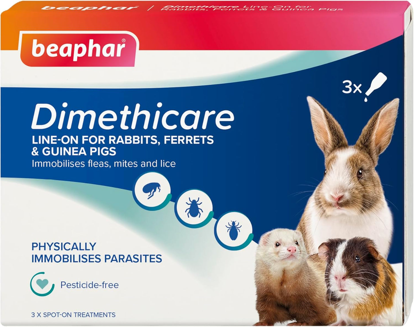 Beaphar Dimethicare Line-On For Rabbits, Ferrets & Guinea Pigs 3 Treatments