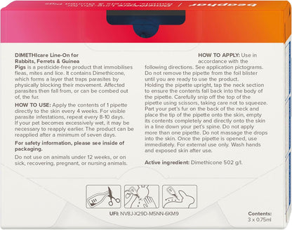 Beaphar Dimethicare Line-On For Rabbits, Ferrets & Guinea Pigs 3 Treatments