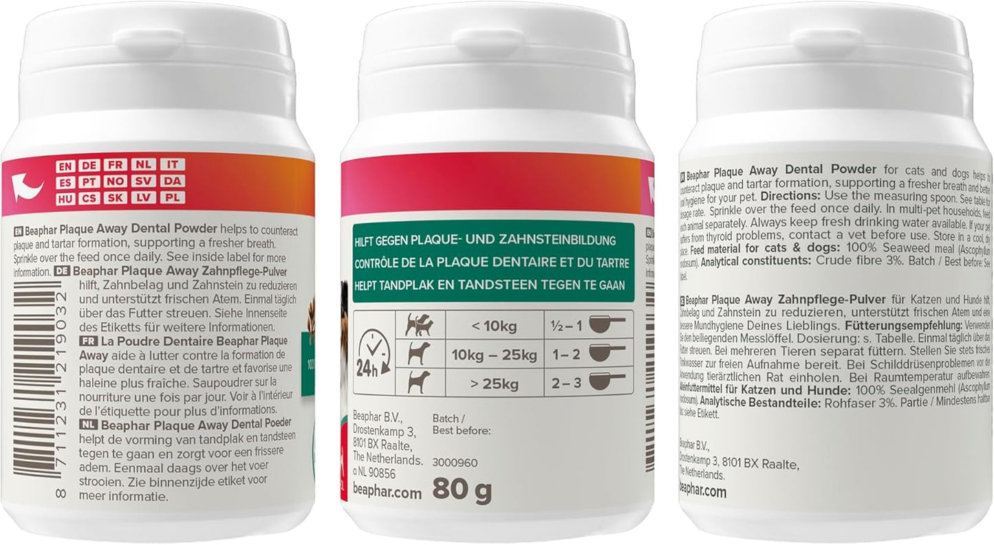 Beaphar Plaque Away Dental Powder For Pets 80g