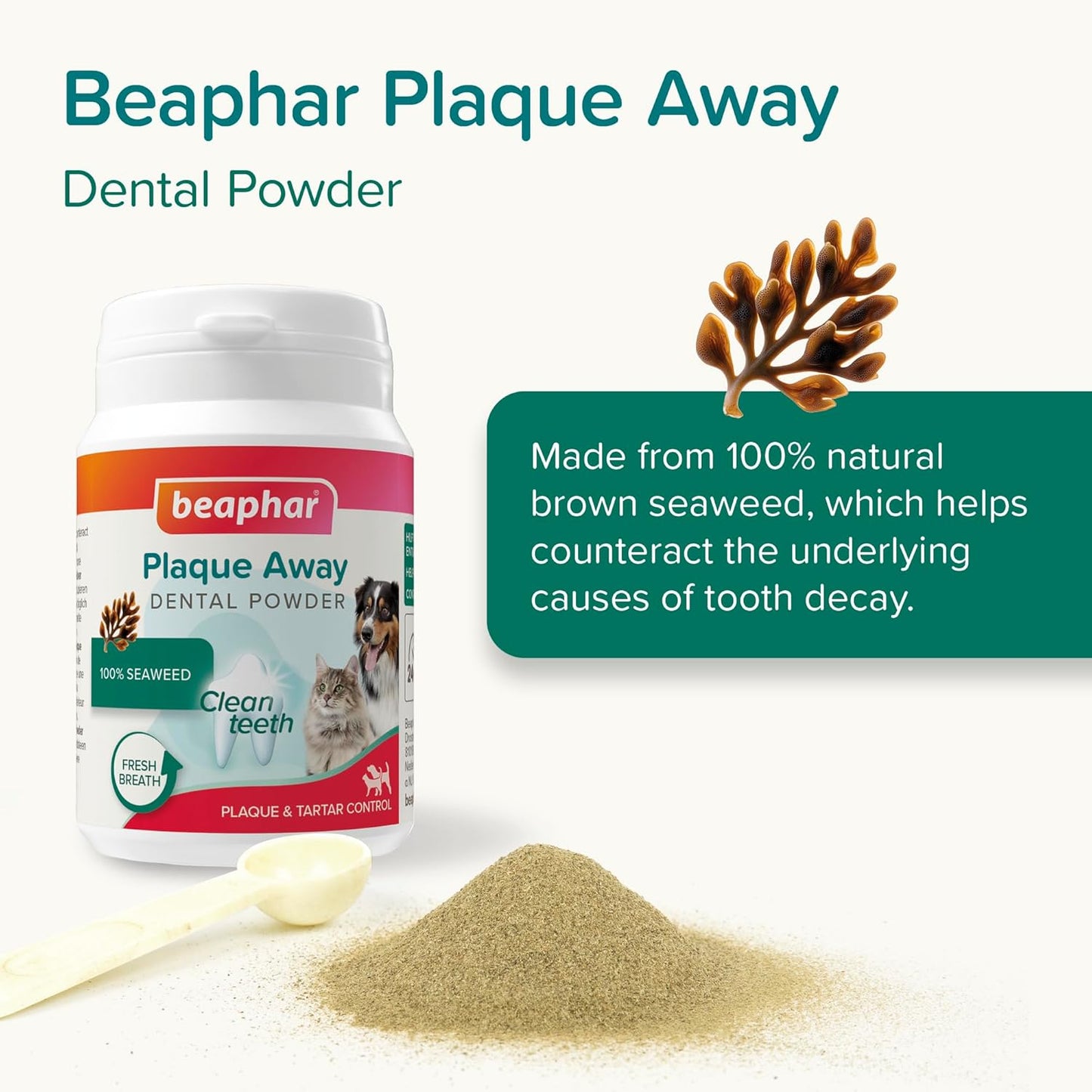 Beaphar Plaque Away Dental Powder For Pets 80g