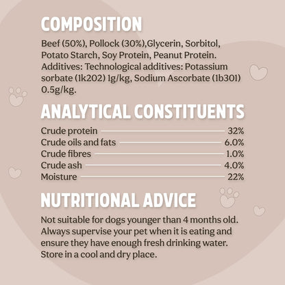 Pets Unlimited Steak Bites With Beef & Cod 100g