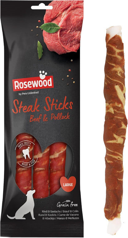 Rosewood Large Steak Sticks With Beef & Cod 240g