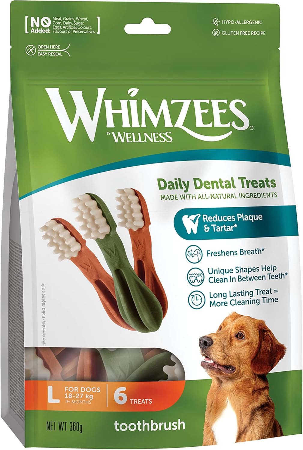 Whimzees Large Pack Toothbrush Large Dog 18-27Kg