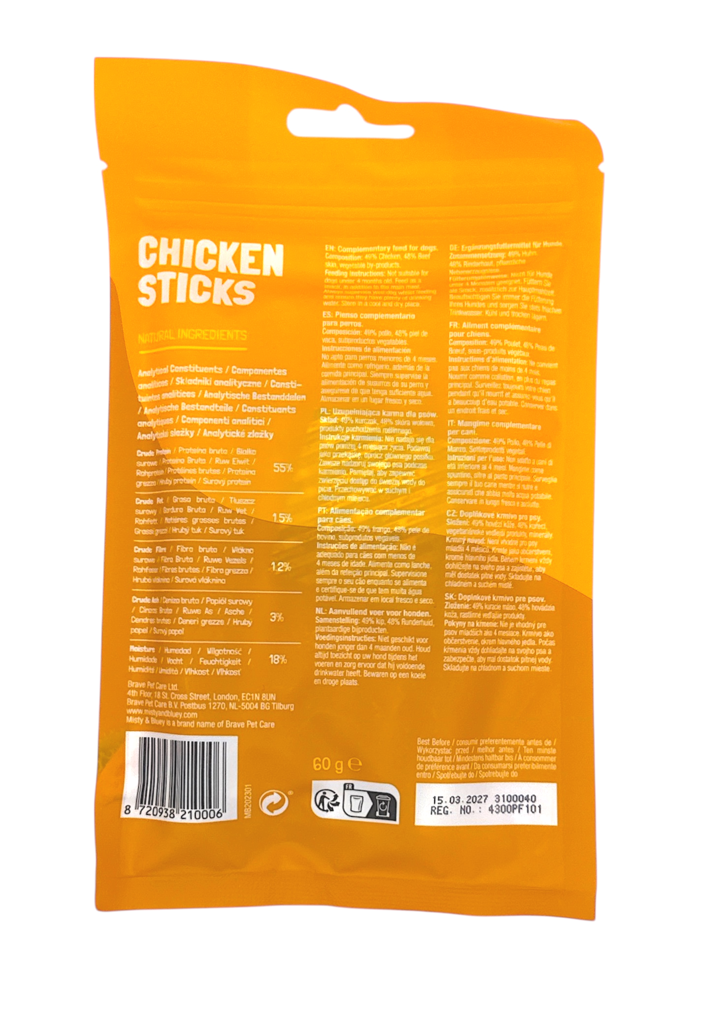 Misty & Bluey Chicken Sticks 60g