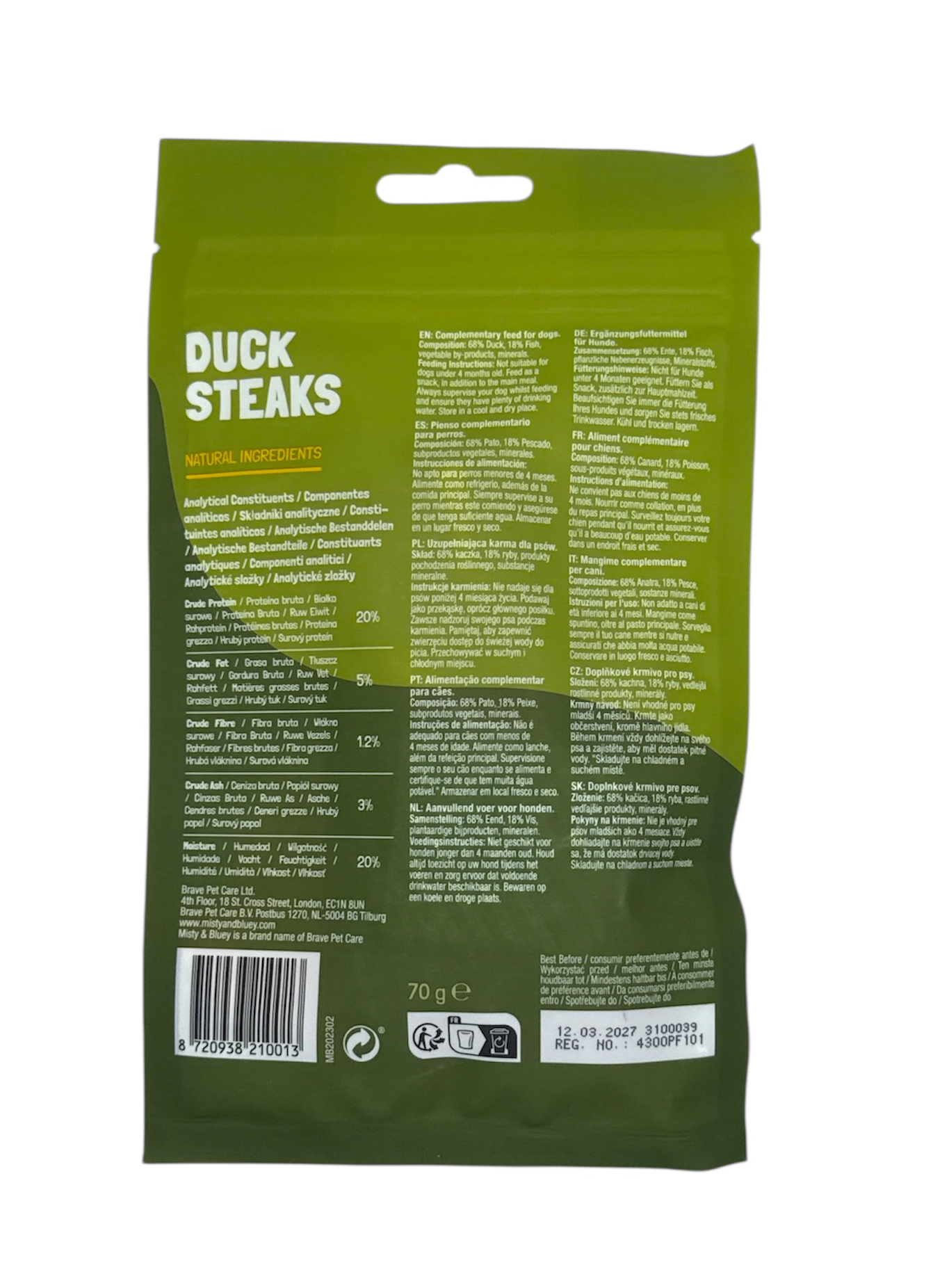 Misty & Bluey Duck Steaks Chew Treats 70g