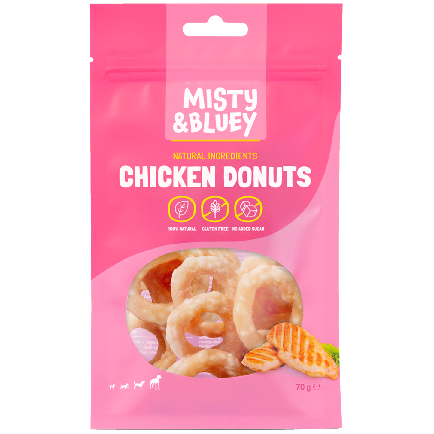 Misty & Bluey Chicken Donuts Dog Chew Treats 70g