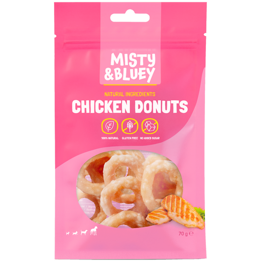 Misty & Bluey Chicken Donuts Dog Chew Treats 70g