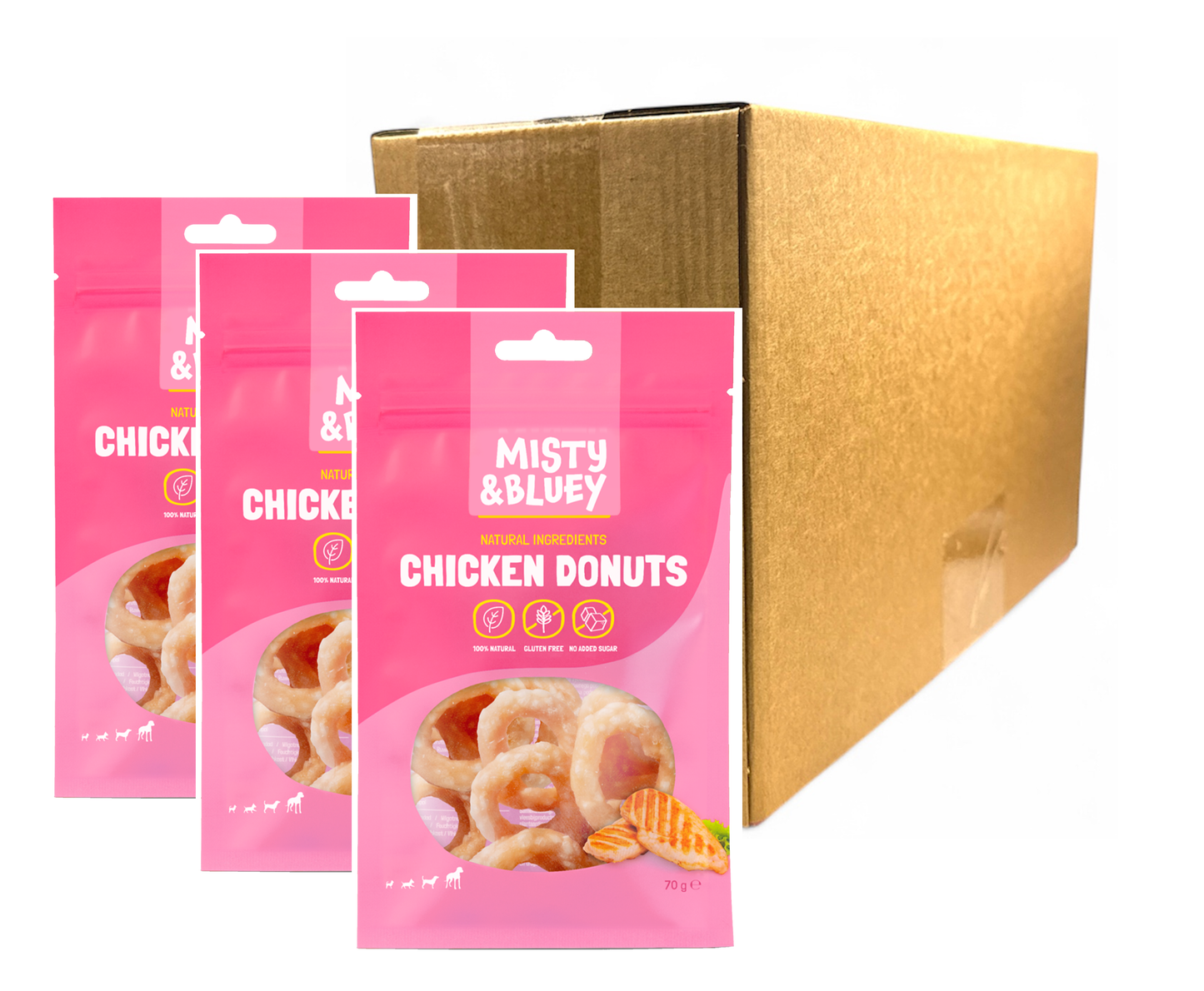 Misty & Bluey Chicken Donuts Dog Chew Treats 70g
