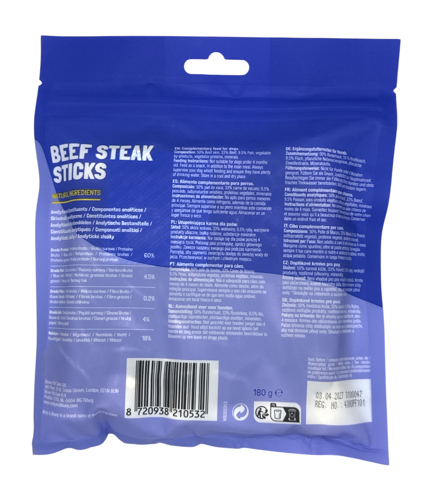Misty & Bluey Beef Steak Sticks 180g