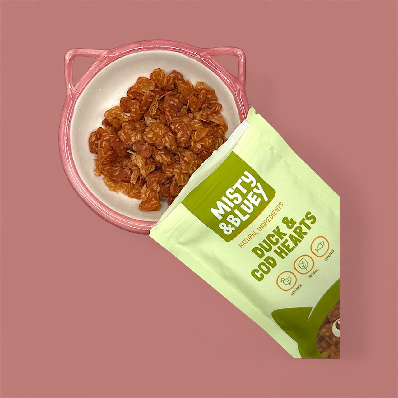 Misty & Bluey Duck & Cod Hearts 50g – Wundapets