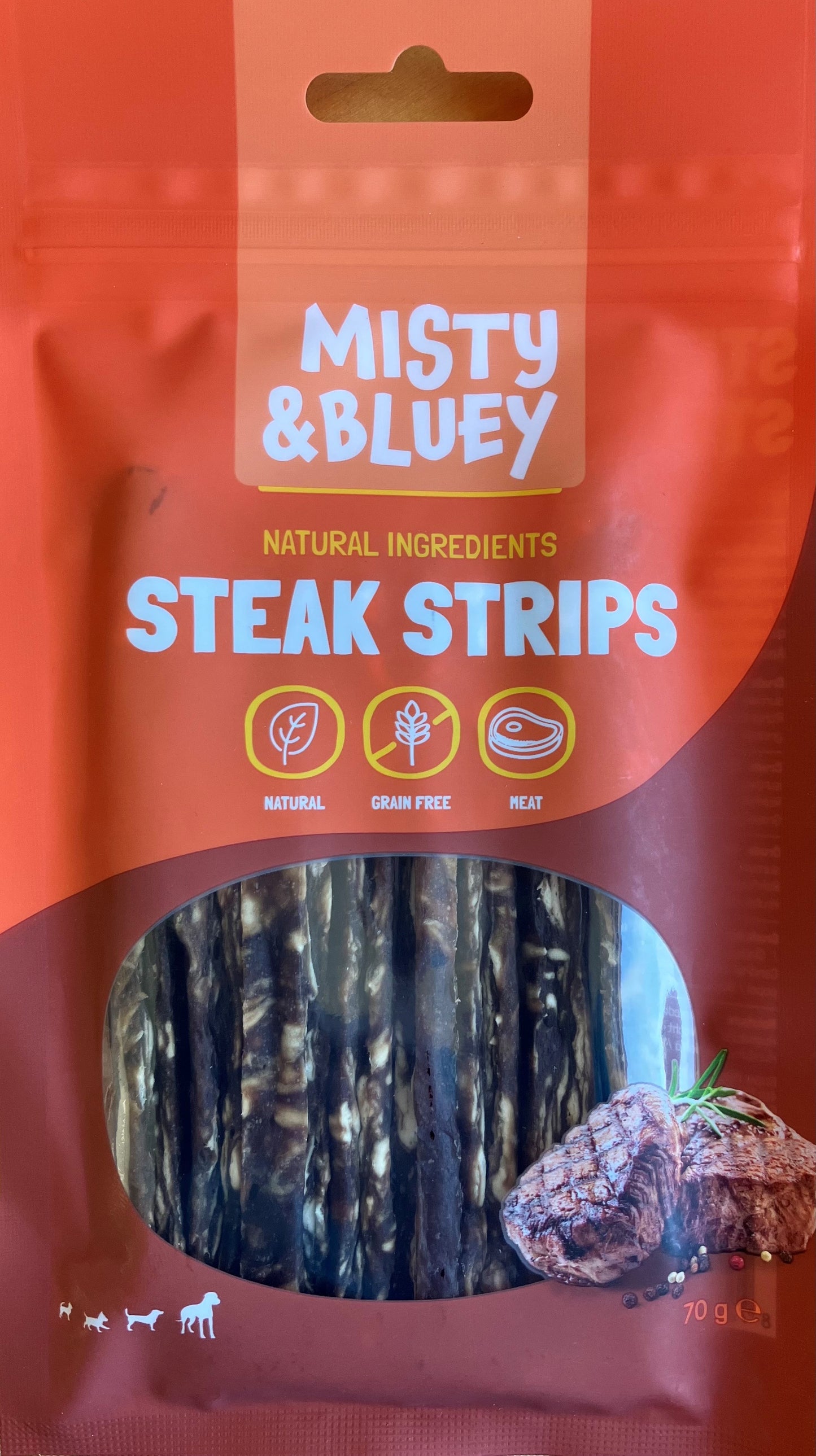 Misty & Bluey Steak Strips 70g
