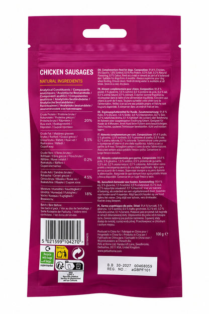 Misty & Bluey Chicken Sausages 60g Delicious Meaty Dog Treats