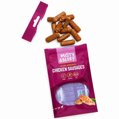 Misty & Bluey Chicken Sausages 60g Delicious Meaty Dog Treats