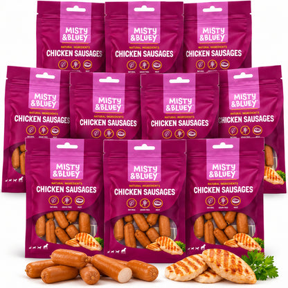 Misty & Bluey Chicken Sausages 60g Delicious Meaty Dog Treats
