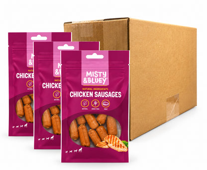 Misty & Bluey Chicken Sausages 60g Delicious Meaty Dog Treats