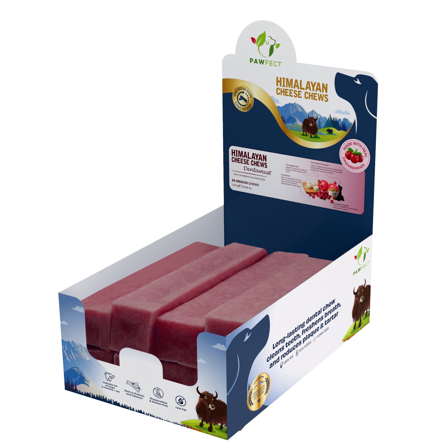 Pawfect Himalayan Chew Bar Cranberry Medium 65g