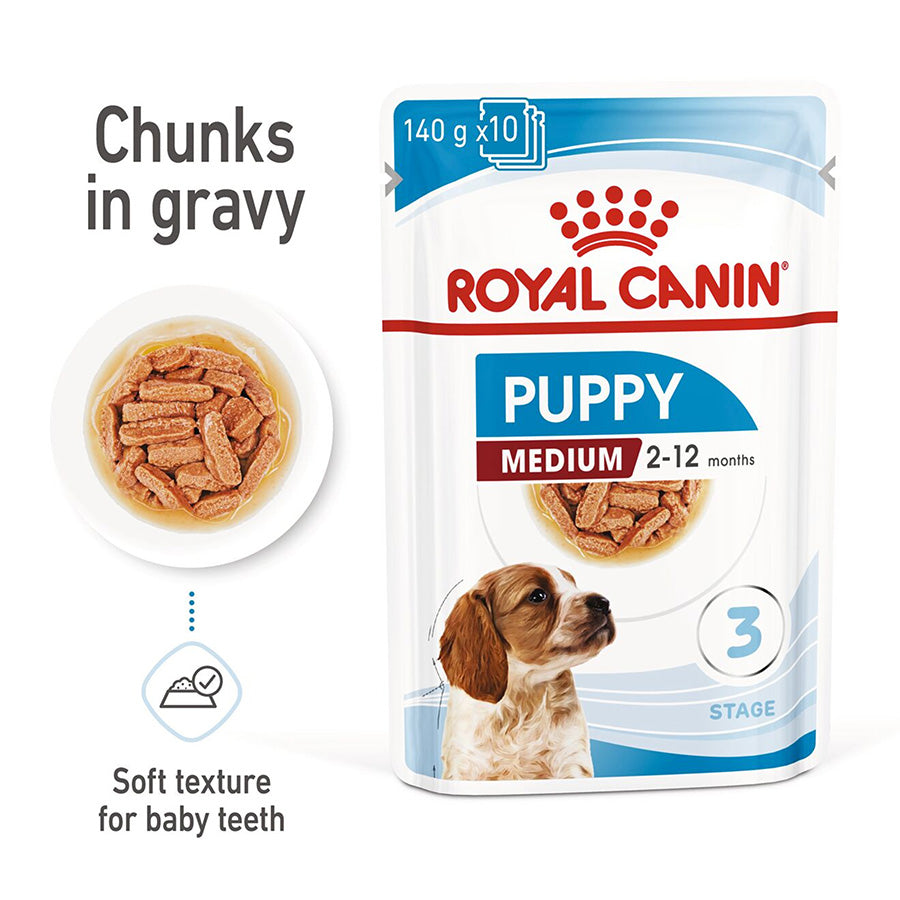 Royal Canin Medium Puppy Chunks In Gravy 140g