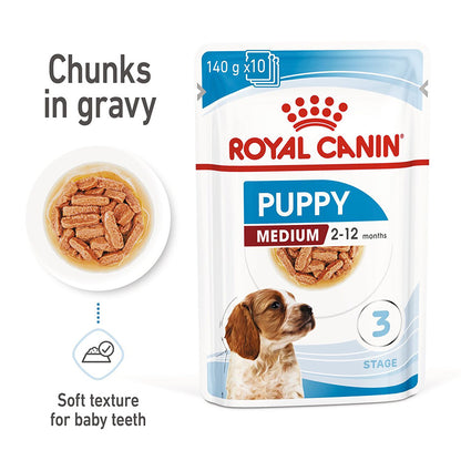 Royal Canin Medium Puppy Chunks In Gravy 140g