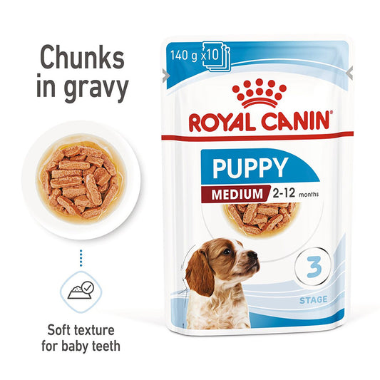 Royal Canin Medium Puppy Chunks In Gravy 140g