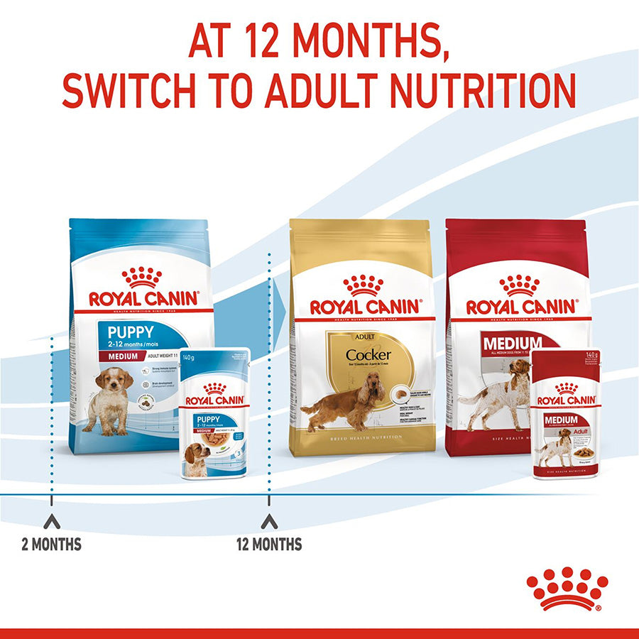 Royal Canin Medium Puppy Chunks In Gravy 140g