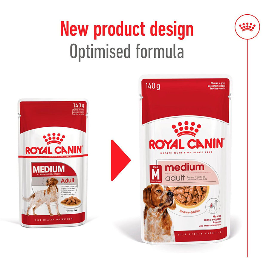 Royal Canin Dog Medium Adult Chunks In Gravy 140g