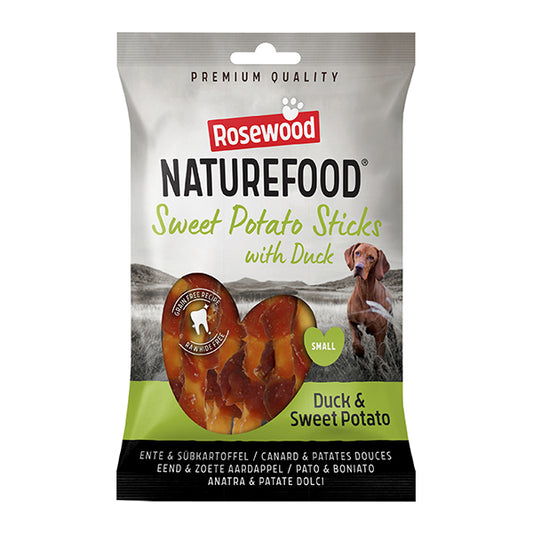 Rosewood Naturefood Duck Wrapped Sweet Potato Sticks Small 80g