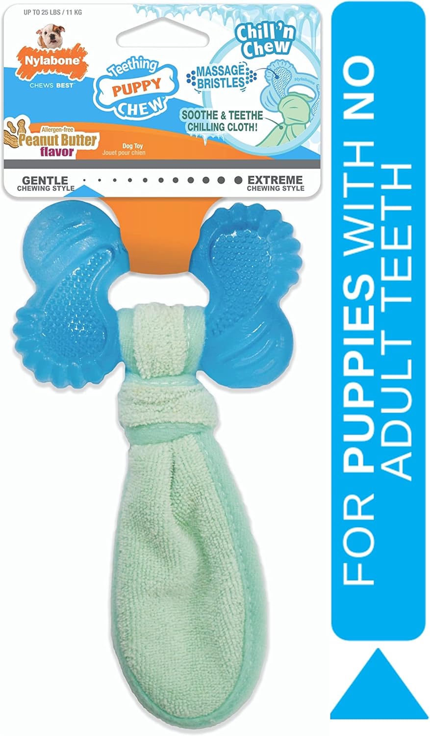 Nylabone Puppy Freezer Bone With Wash Cloth