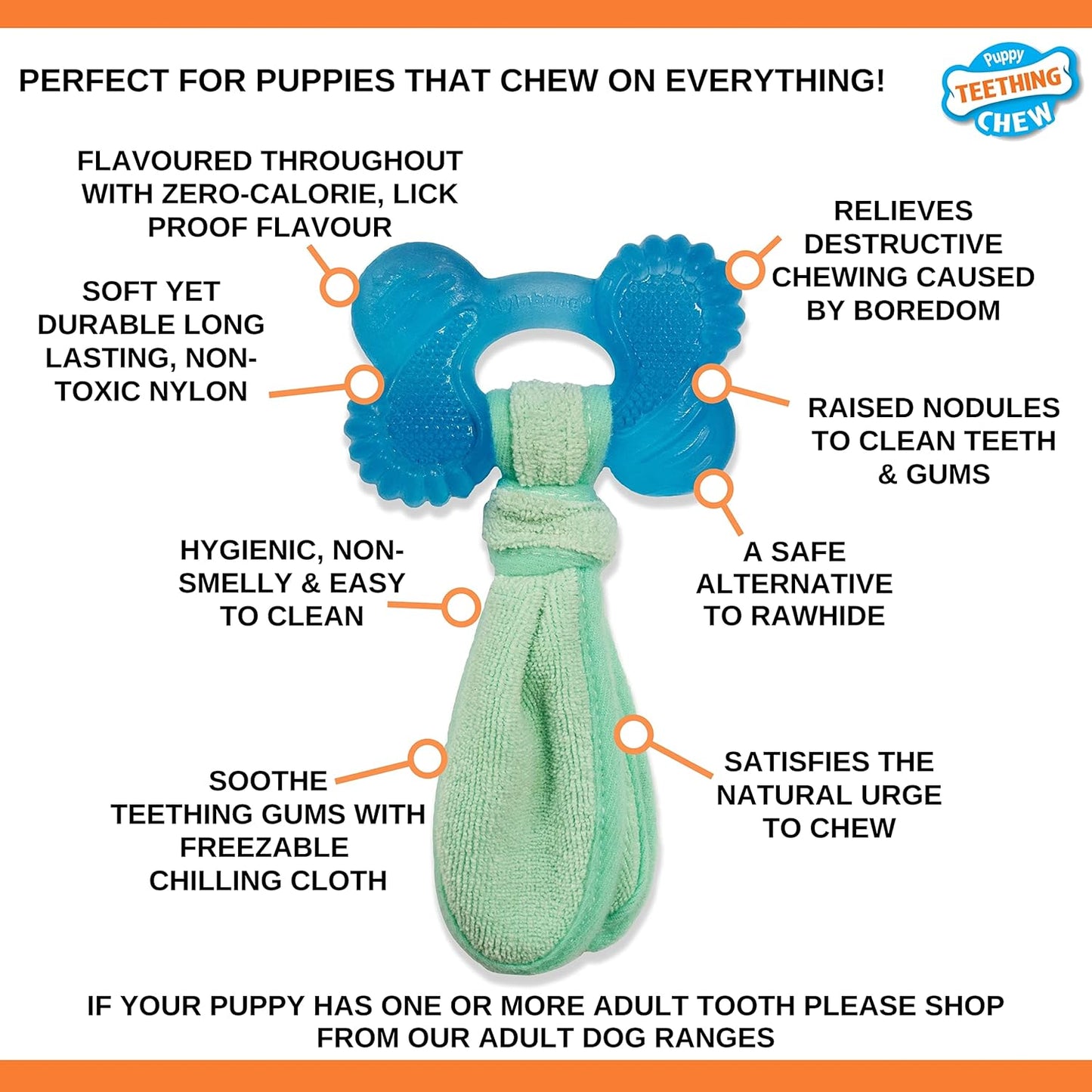 Nylabone Puppy Freezer Bone With Wash Cloth