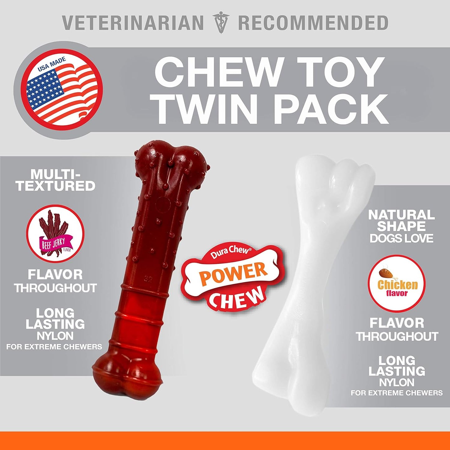 Nylabone Extreme Twin Pack Beef Jerky & Chicken Small Up to 11Kg