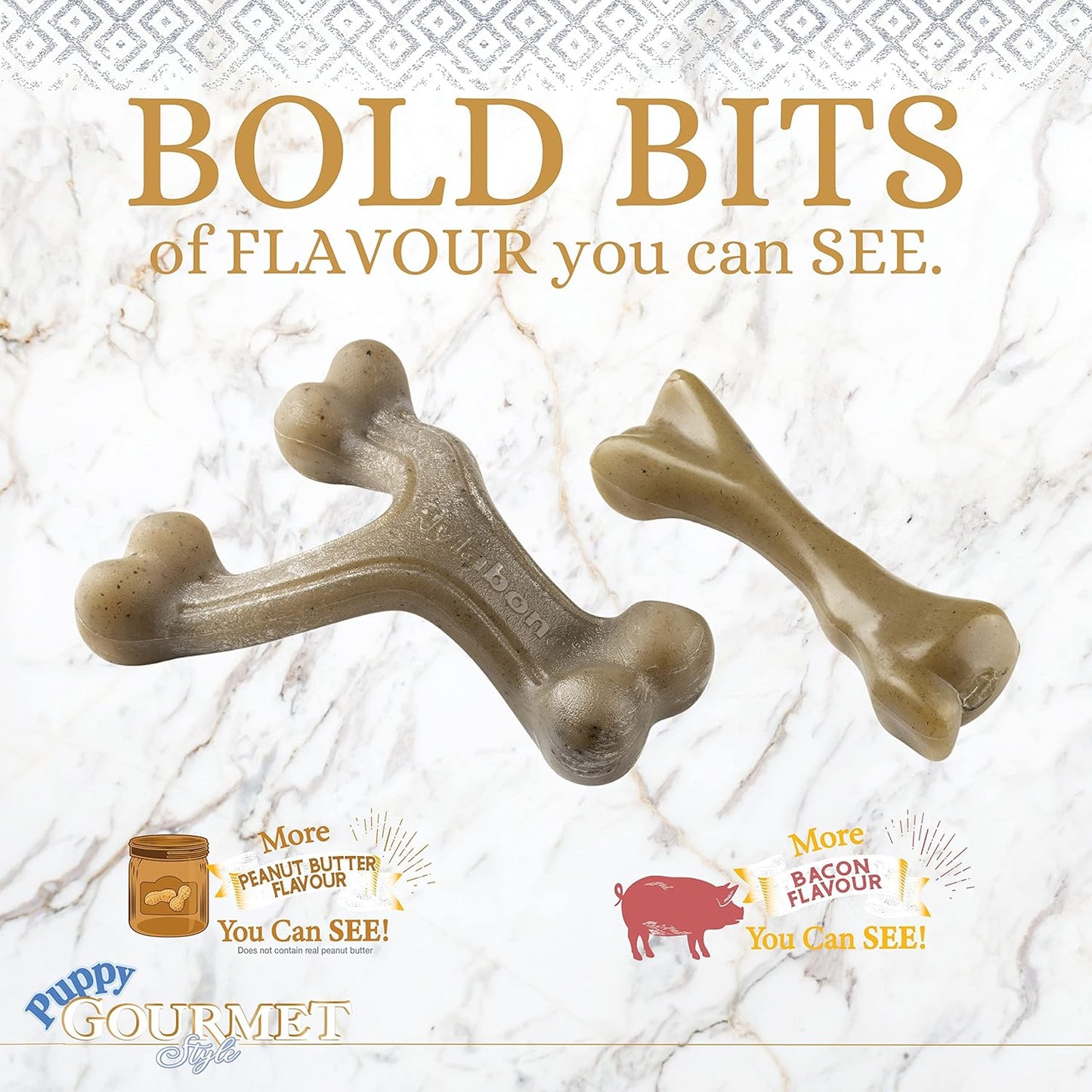 Nylabone Puppy Gourmet Femur & Wishbone Small Twin Pack