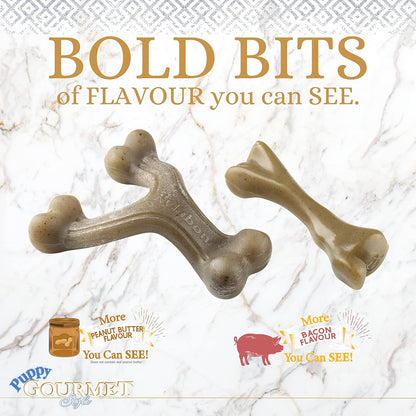 Nylabone Puppy Gourmet Femur & Wishbone Small Twin Pack