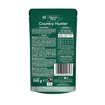 Natures Menu Country Hunter Dog Pouch Beef 6x 150g