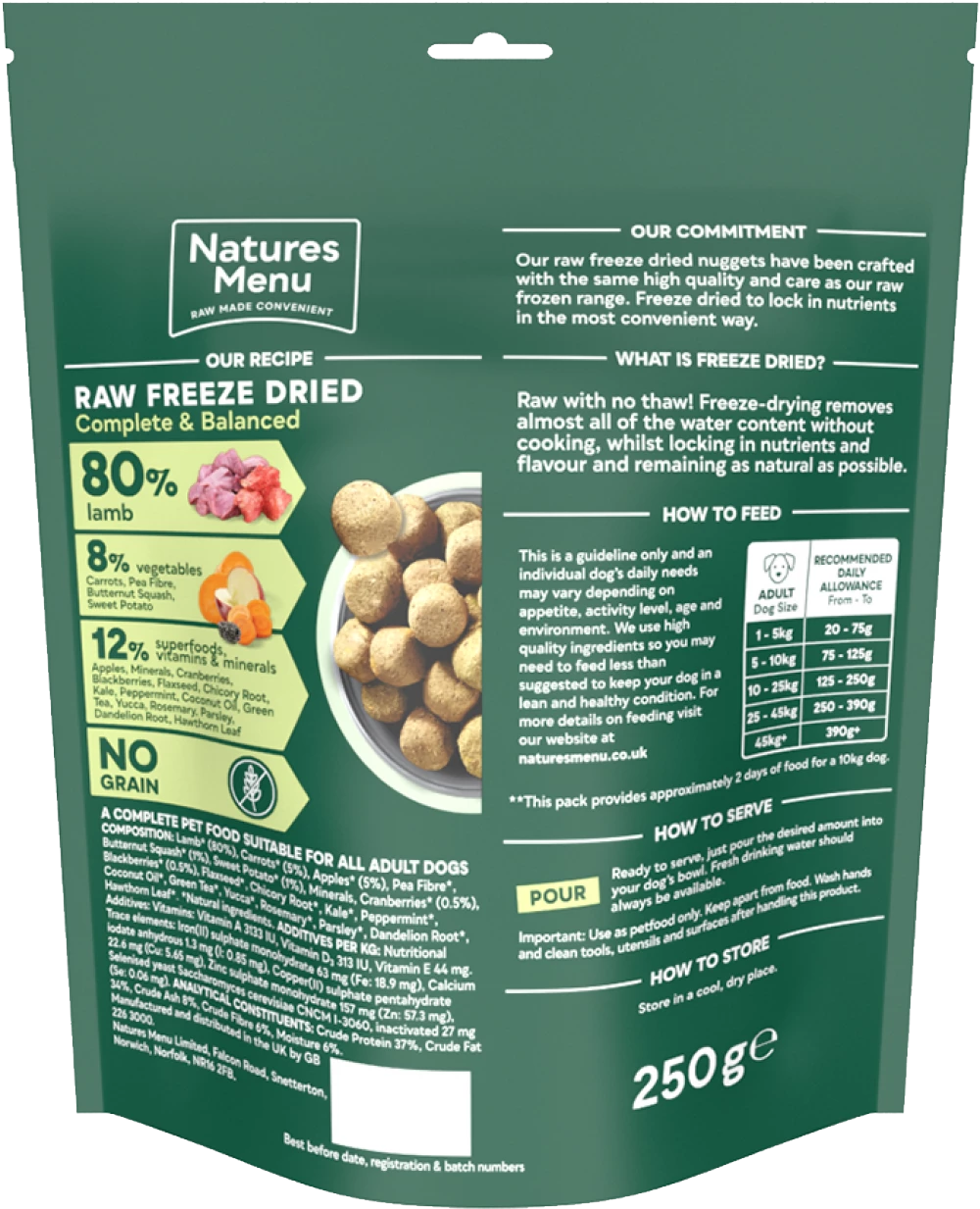 Natures Menu Freeze Dried 80/20 Lamb 250g