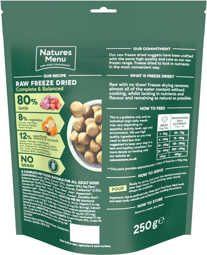 Natures Menu Freeze Dried 80/20 Lamb 250g