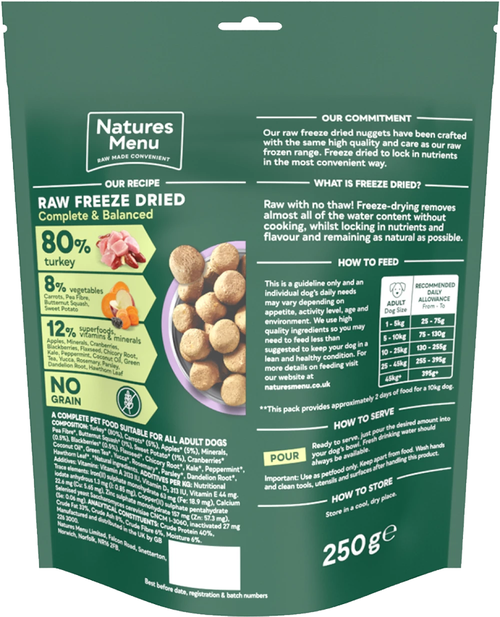 Natures Menu Freeze Dried 80/20 Turkey 250g
