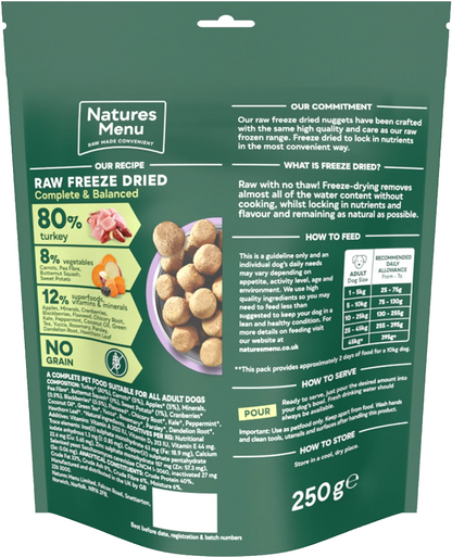 Natures Menu Freeze Dried 80/20 Turkey 250g
