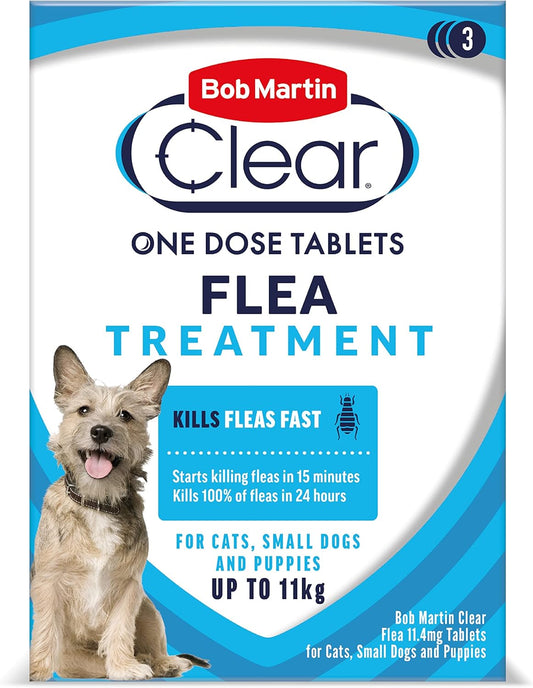 Bob Martin Clear One Dose Flea Tablets Small Dog Up to 11Kg 3 Tablets