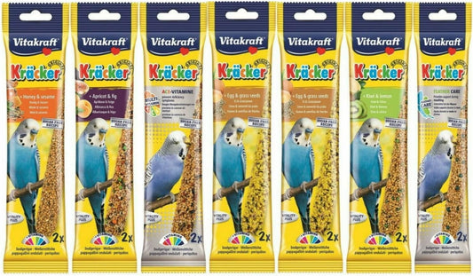 Vitakraft Mixed Variety Budgie Kracker Seed Treat Sticks 6 Flavours, Case Of 7