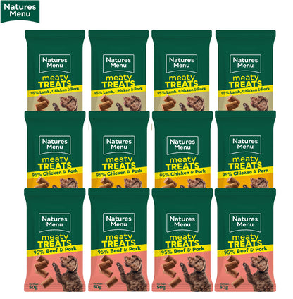 Natures Menu Original Mixed Variety Real Meaty Treats For Dogs & Puppies 50g, Case Of 12