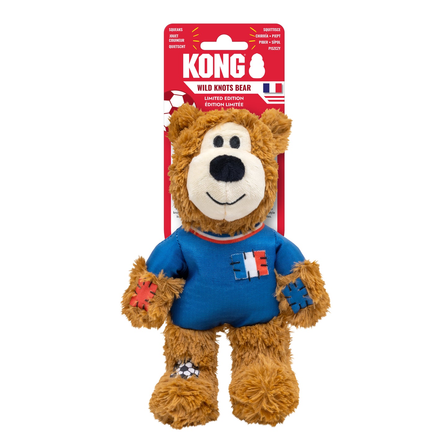 KONG Wild Sports Bear Soft Dog Play Toy Medium - France