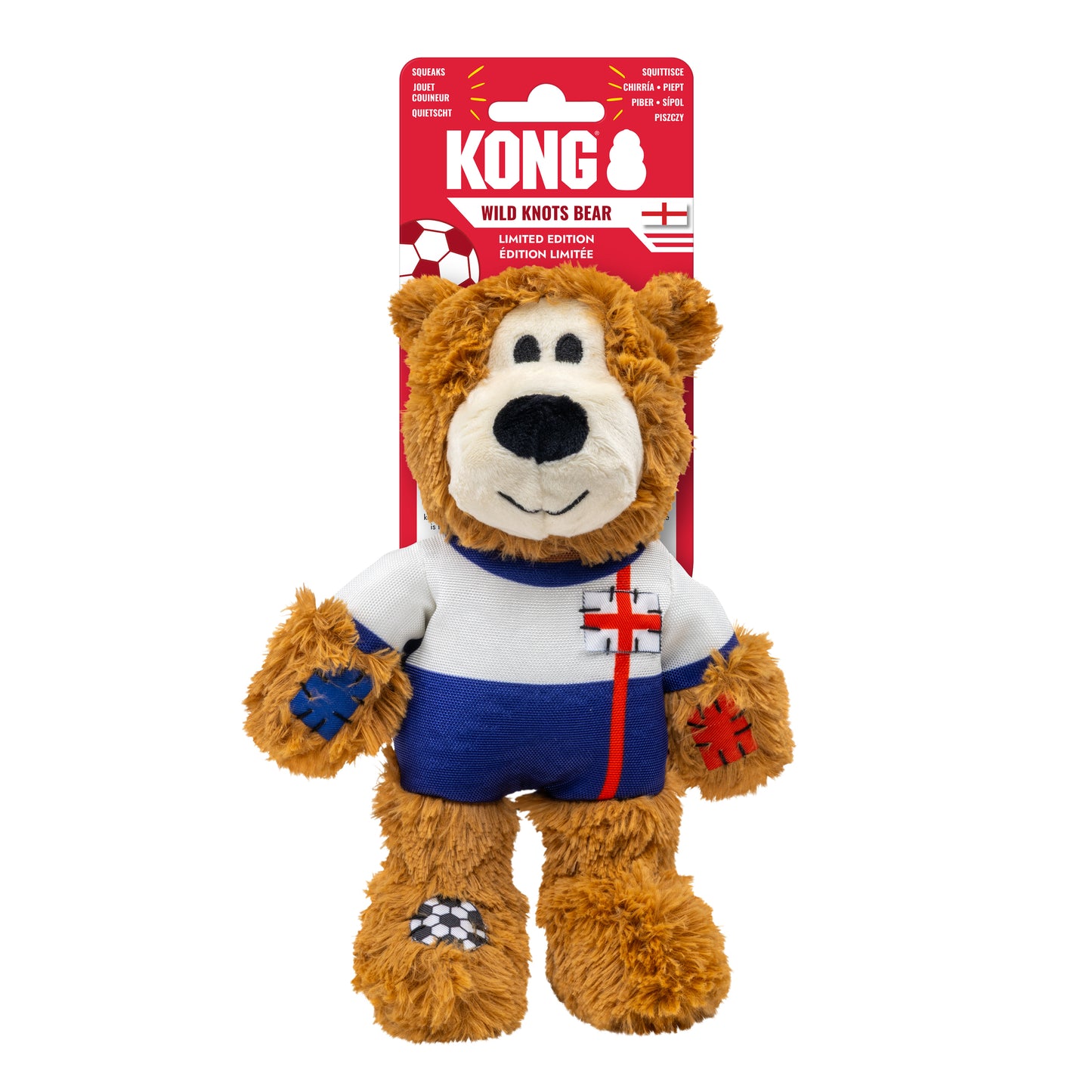 KONG Wild Sports Bear Soft Dog Play Toy Medium - England