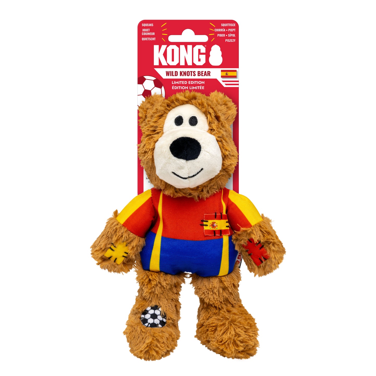 KONG Wild Sports Bear Soft Dog Play Toy Medium - Spain