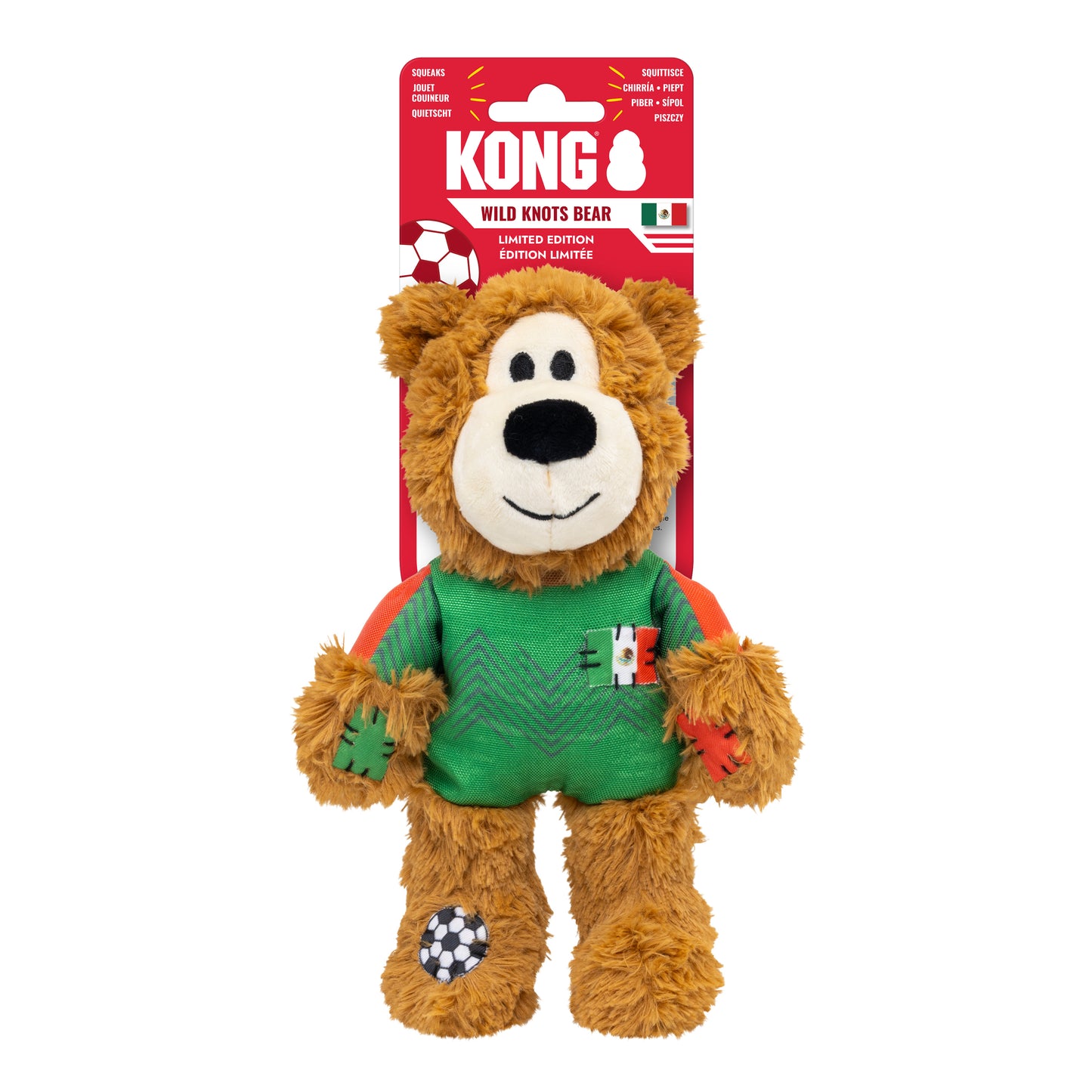 KONG Wild Sports Bear Soft Dog Play Toy Medium - Mexico