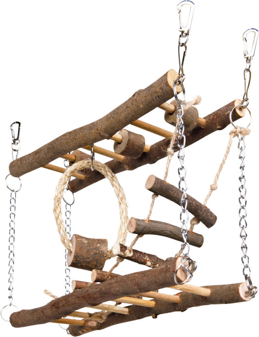 Trixie Suspension Bridge With Chain Bark Wood 27 x 17 x 7cm