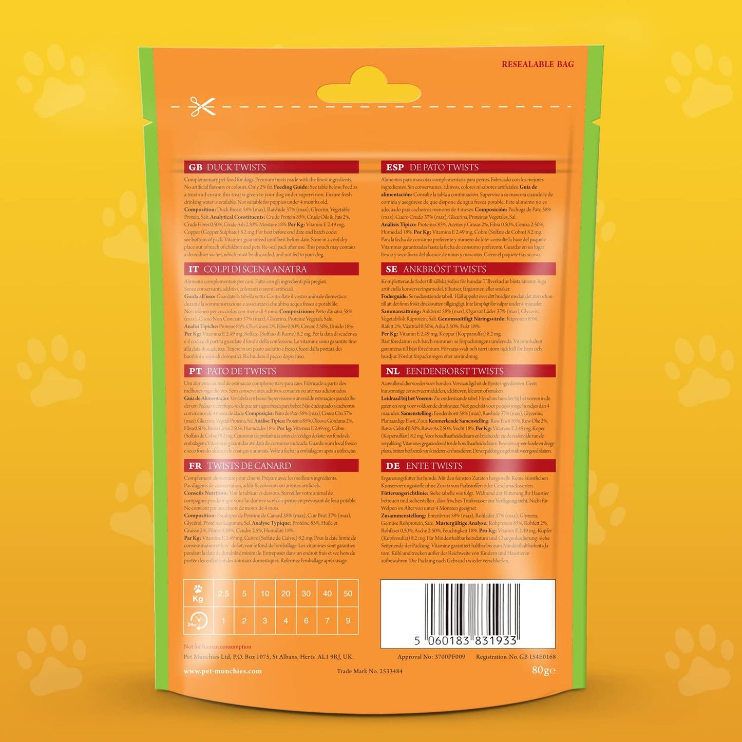 Pet Munchies Duck Twists 80g