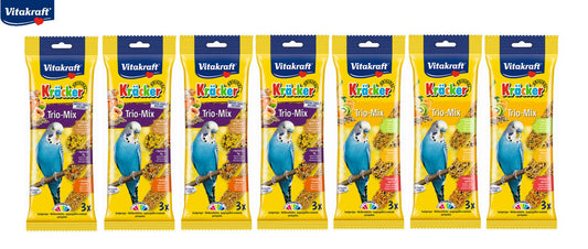 Vitakraft Trio Mix Mixed Variety Budgie Kracker Sticks 3pck 6 Flavours, Case Of 7
