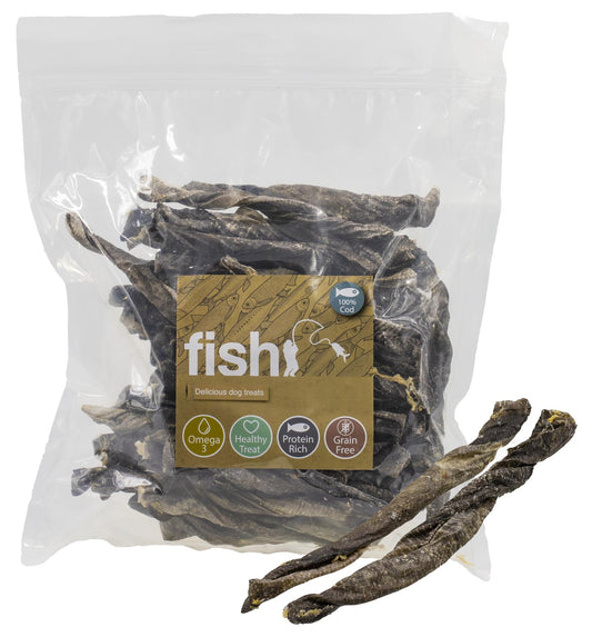 Fish Twisty Cod Skin Bulk Fish Treats 500g