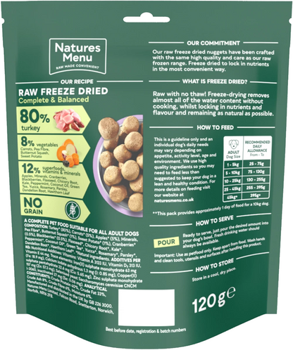 Natures Menu Freeze Dried 80/20 Turkey 120g