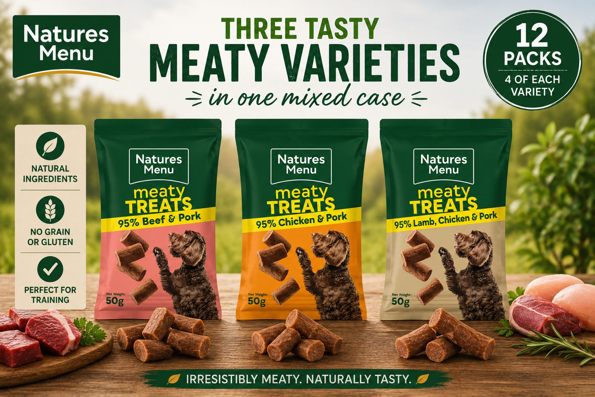 Natures Menu Original Mixed Variety Real Meaty Treats For Dogs & Puppies 50g, Case Of 12