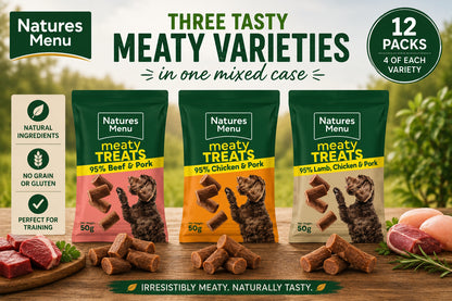 Natures Menu Original Mixed Variety Real Meaty Treats For Dogs & Puppies 50g, Case Of 12